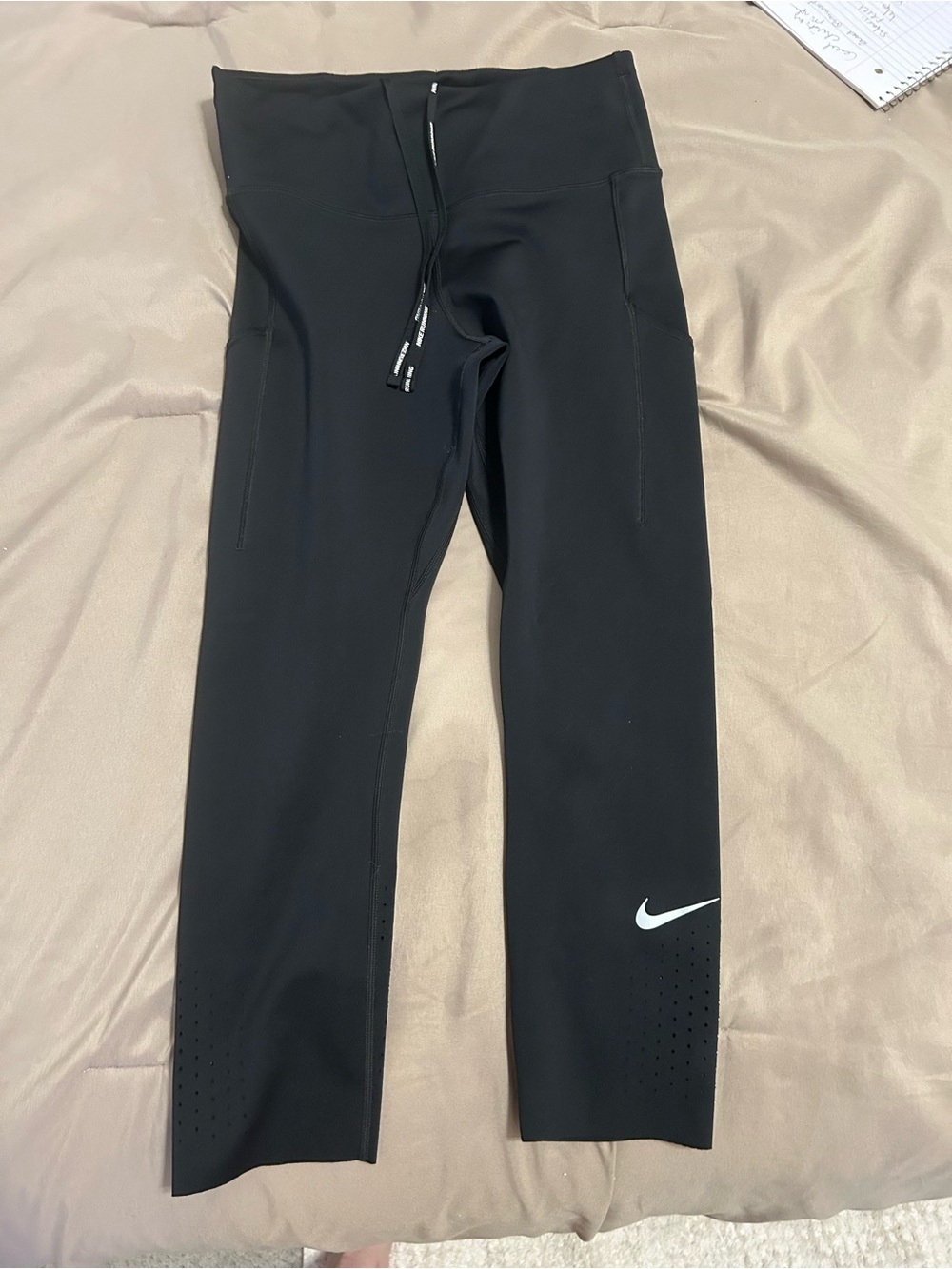 Nike Black Kids' Performance Leggings with White Swoosh